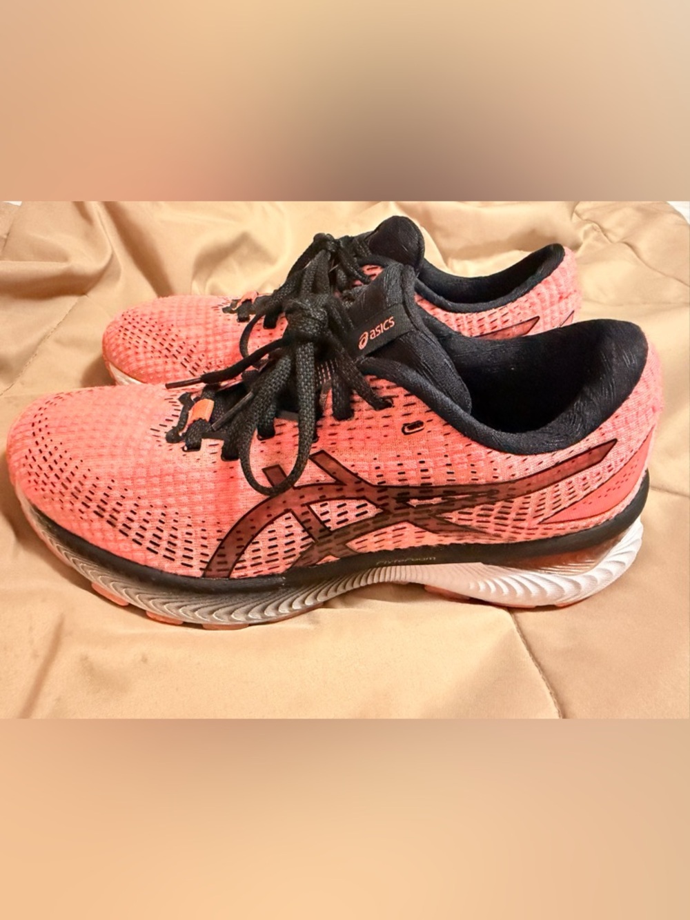 ASICS Women's Coral Pink and Black Running Sneakers